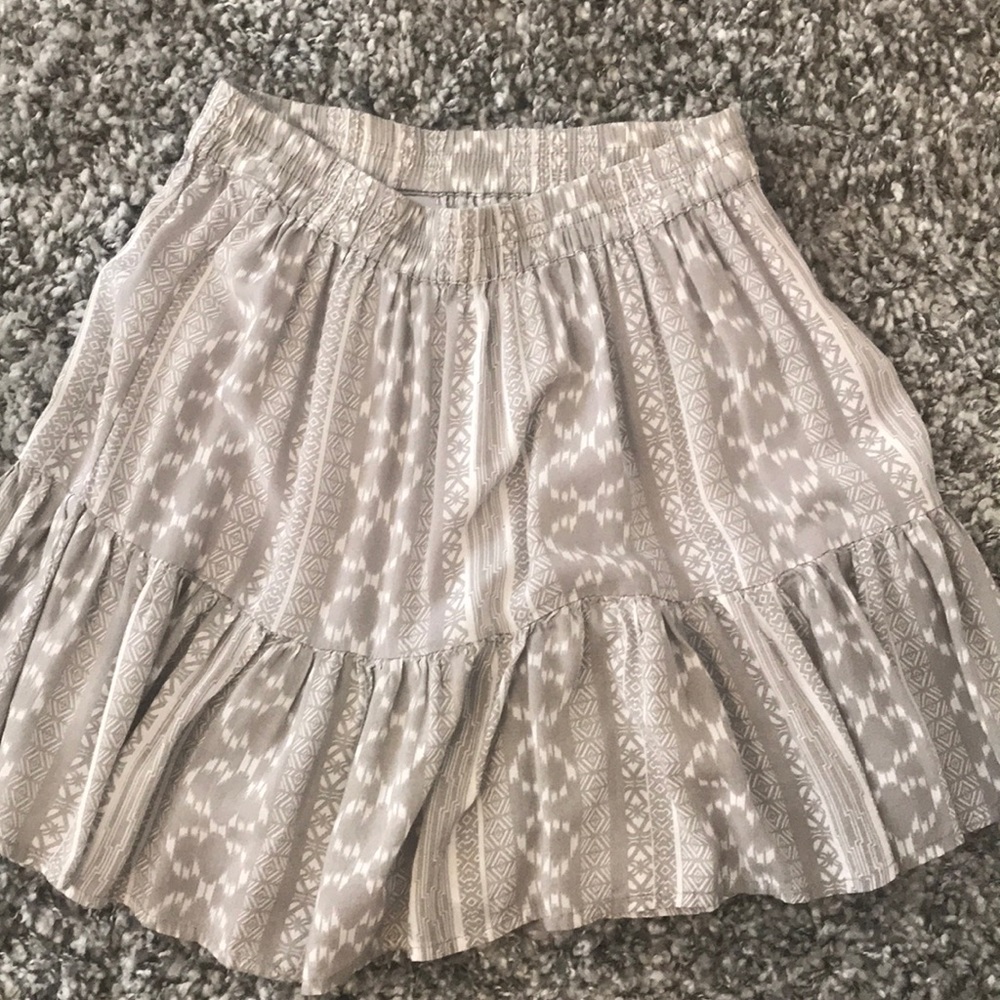 Nude & White Boho silky Skirt